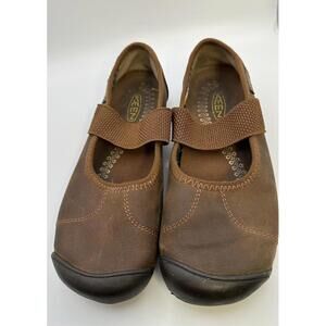Keen Womens Sienna Shoes Sz 5 US M Brown Leather Mary Jane Flat Elastic Strap